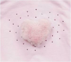 Designer Baby Girls Pink Fur Heart Jog Set