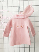 Load image into Gallery viewer, Dusky Pink Knitted Pram Coat with Bonnet Fur Collar
