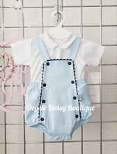 Load image into Gallery viewer, Boys Blue Waffle Dungaree Sets