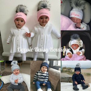 Personalised Hats Girls & Boys Pom Pom Hats 0-6 years