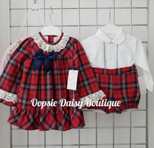Load image into Gallery viewer, Girls Red Tartan Dress &amp; Boys Shorts Set