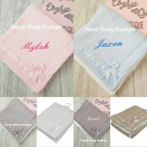 Personalised Baby Blanket Shawl Cosy Sherpa Back X 6 Colours