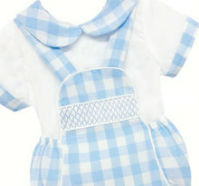 Load image into Gallery viewer, Boys Blue Checked Spanish Romper Sets