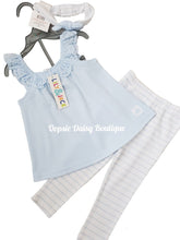 Load image into Gallery viewer, Girls Blue Striped Leggings Set with Headband