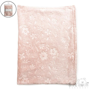 Supersoft Embossed Dusky Pink Baby Blanket Flowers