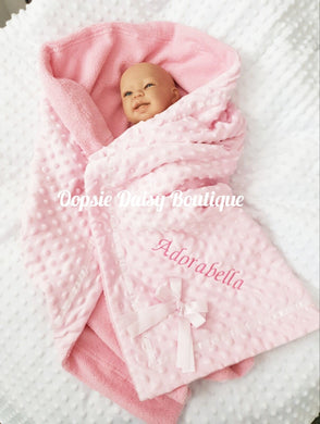Personalised Baby Blanket Shawl Cosy Sherpa Back X 3 Colours