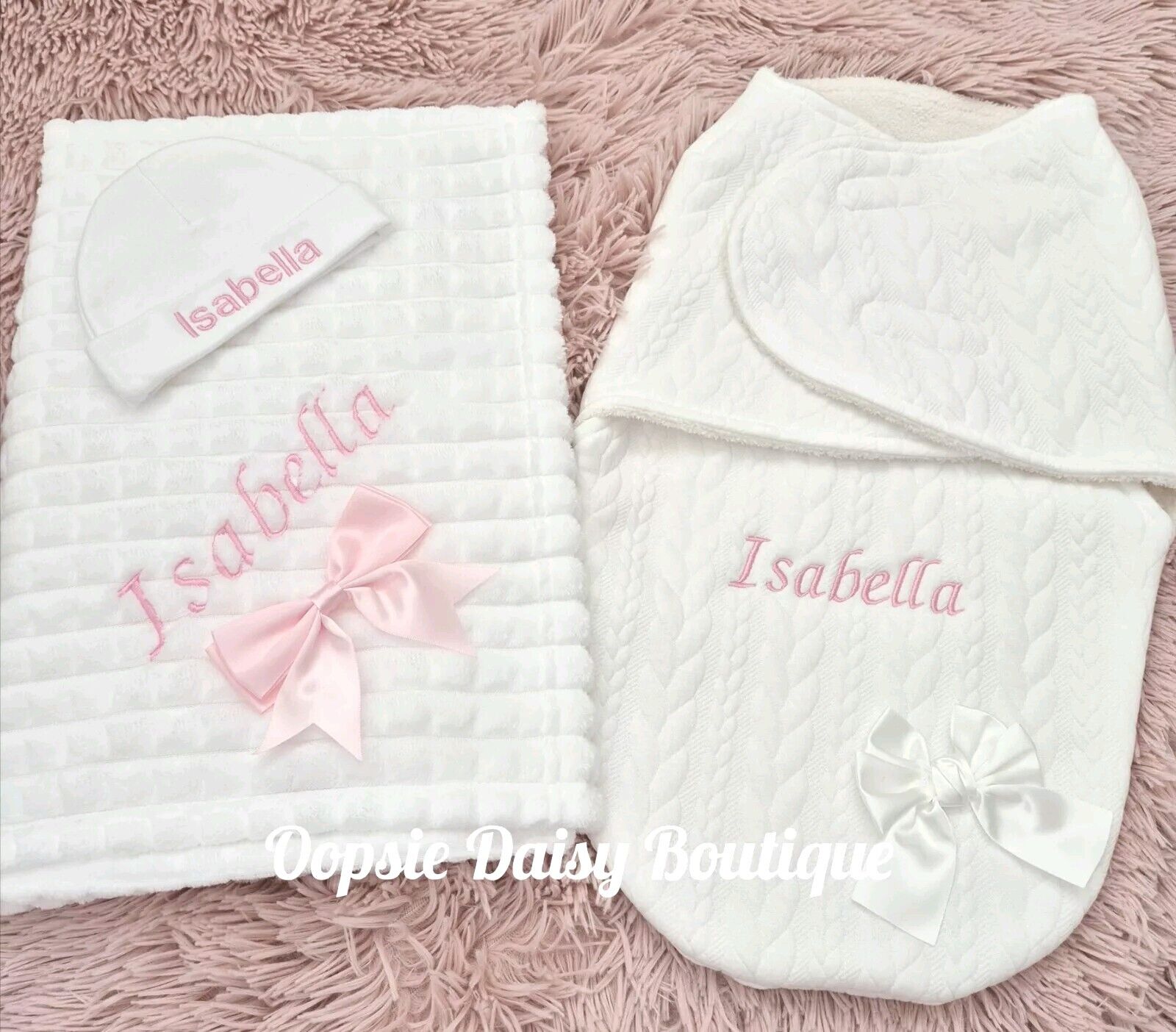 Personalised Baby Blanket,Swaddle Nest Hat Set – Oopsie Daisy