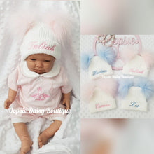 Load image into Gallery viewer, Personalised Pom Pom Hats Size Newborn