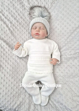 White Knitted Trouser Suit Dandelion - Hats available separately