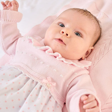 Girls Pretty Pink Part Knitted Baby Dress - Dandelion