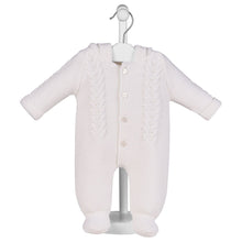 Load image into Gallery viewer, White Knitted Hooded Pram suit All In One - Dandelion