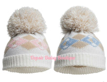 Load image into Gallery viewer, Baby Girls Boys Knitted Argyle Pom Pom Hat Size 0-12mth