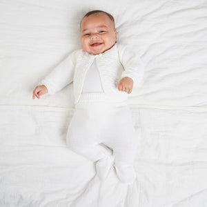 Boys Girls White Knitted Cable Knitted Suit 2 Piece - Dandelion
