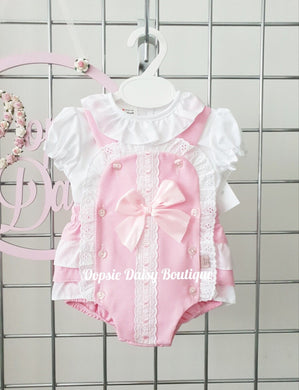 Pink Pretty Waffle Romper & Blouse Sets