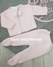 Load image into Gallery viewer, Girls Pink Knitted Pom Pom Suit - Dandelion  All Hats Available Separately