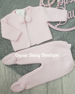 Girls Pink Knitted Pom Pom Suit - Dandelion  All Hats Available Separately
