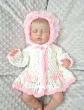 Load image into Gallery viewer, Baby Girls Crochet Pretty Cardigan &amp; Bonnet Set, Size 0-3mth