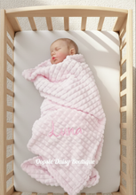 Load image into Gallery viewer, Personalised Pink Baby Blanket Supersoft Waffle Design