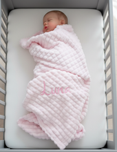 Load image into Gallery viewer, Personalised Pink Baby Blanket Supersoft Waffle Design