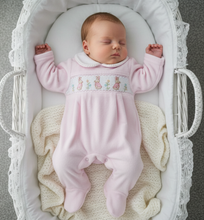 Load image into Gallery viewer, Baby Girls Smocked Bunny Romper