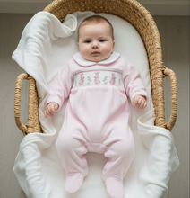 Load image into Gallery viewer, Baby Girls Smocked Bunny Romper