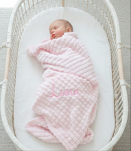 Load image into Gallery viewer, Personalised Pink Baby Blanket Supersoft Waffle Design