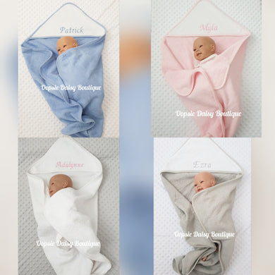 Personalised Baby Hooded Towel Boys Girls