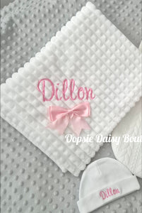 Personalised Baby Blanket & Hat Set, Size Newborn