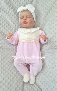 Pink Pretty Lace & Ribbon Portuguese Romper
