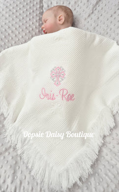 White Personalised Cross Shawl