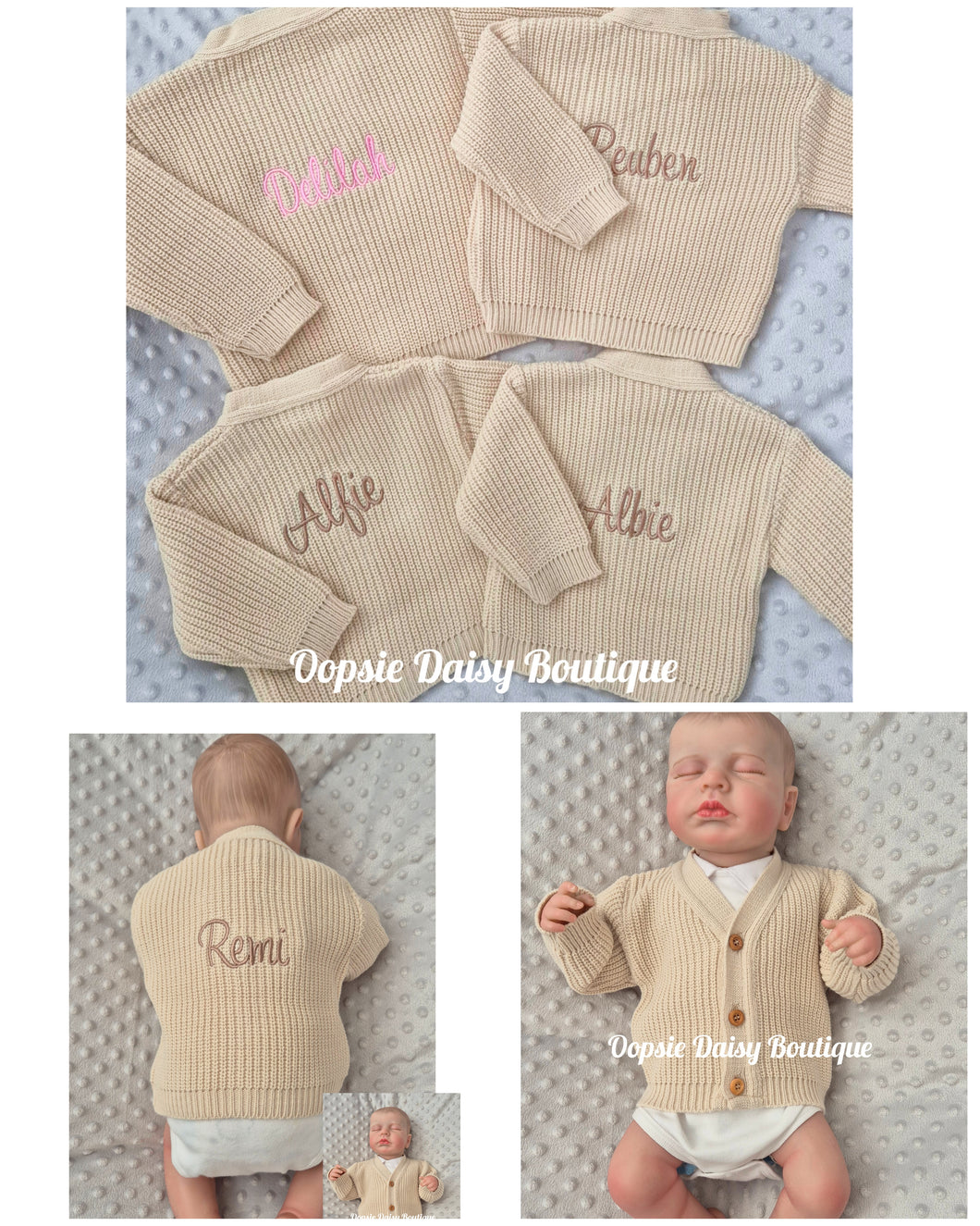 Personalised Baby Cardigan Colour Beige  - Dandelion