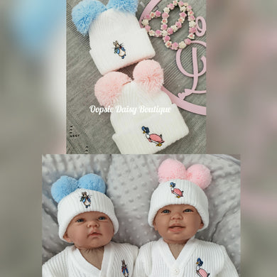 Baby Knitted Pom Pom Peter Rabbit Jemima Boy Girl Size Newborn