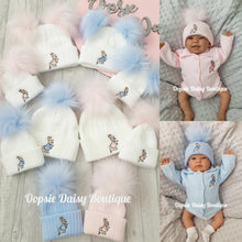 Load image into Gallery viewer, Baby Knitted Hats Boys Girls Peter Rabbit Pom Pom Hats Size 0-6yrs