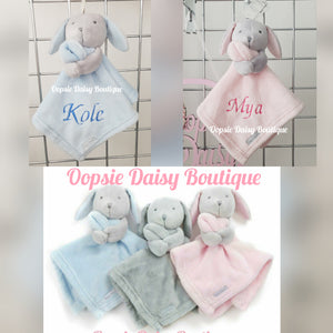 Personalised Baby Comforter Bunny Rabbit Baby Blanket - Embroidered Design