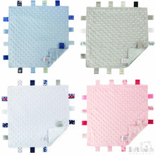 Load image into Gallery viewer, Personalised Baby Blanket Taggies with Baby Feet x 4 Colours