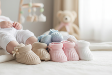 Load image into Gallery viewer, All 4 bootie colors on baby feet 1