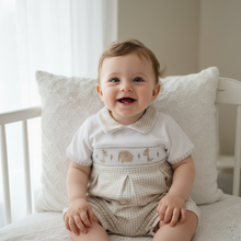 Load image into Gallery viewer, Baby boy front portrait in vintage crib