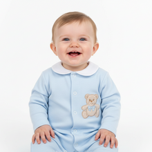 Load image into Gallery viewer, Baby boy in blue romper option 10