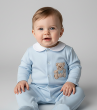 Load image into Gallery viewer, Baby boy in blue romper option 4
