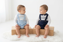 Load image into Gallery viewer, Baby boy models on wooden blocks, right angle