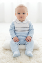 Load image into Gallery viewer, Baby boy sitting supported against a white cushion