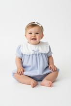 Load image into Gallery viewer, Baby girl in blue striped romper - Option 5