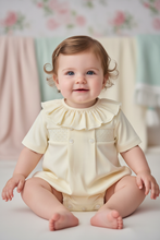 Load image into Gallery viewer, Baby girl in lemon smocked romper - Boutique style