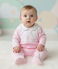 Load image into Gallery viewer, Baby girl in pink babygrow option 3