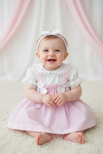 Load image into Gallery viewer, Baby girl in pink striped dress - Option 2