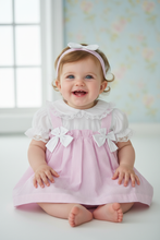 Load image into Gallery viewer, Baby girl in pink striped dress - Option 9
