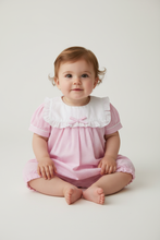 Load image into Gallery viewer, Baby girl in pink striped romper - Option 10