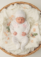 Load image into Gallery viewer, Baby girl in wicker basket with flowers