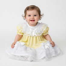 Load image into Gallery viewer, Baby girl in yellow and white dress - Option 3