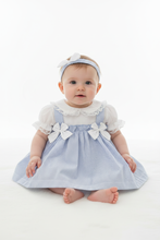 Load image into Gallery viewer, Baby girl sitting in blue striped dress - Option 1